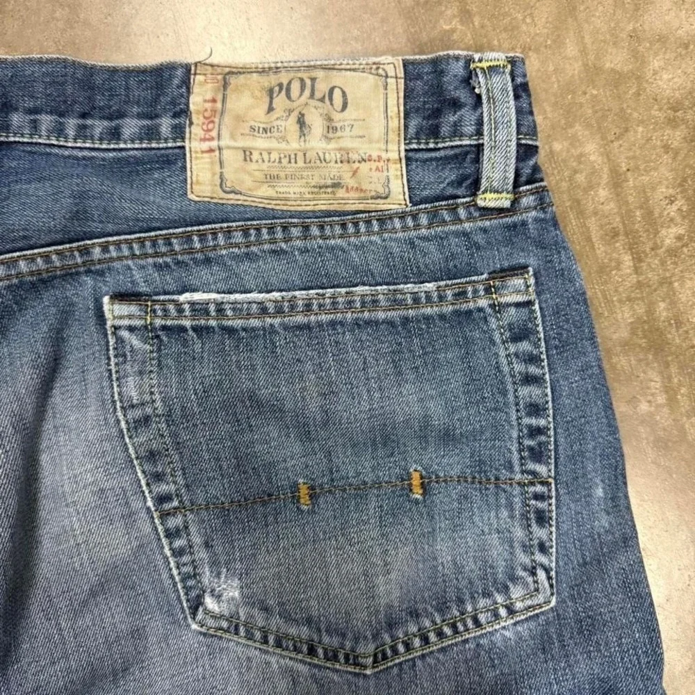 Vintage Y2K Polo Ralph Lauren Straight Leg Medium Wash Distressed Jeans 38x31